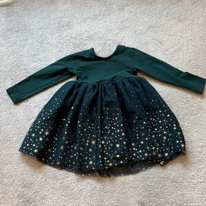Hanna Andersson Green and Gold Starry Kids Formal Dress size 4T